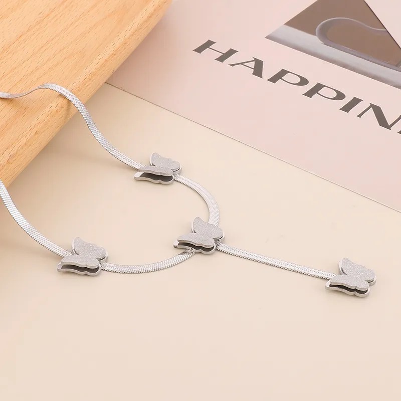 Elegant Modern Style Butterfly Stainless Steel Titanium Steel Plating 18K Gold Plated Pendant Necklace_colorza_7