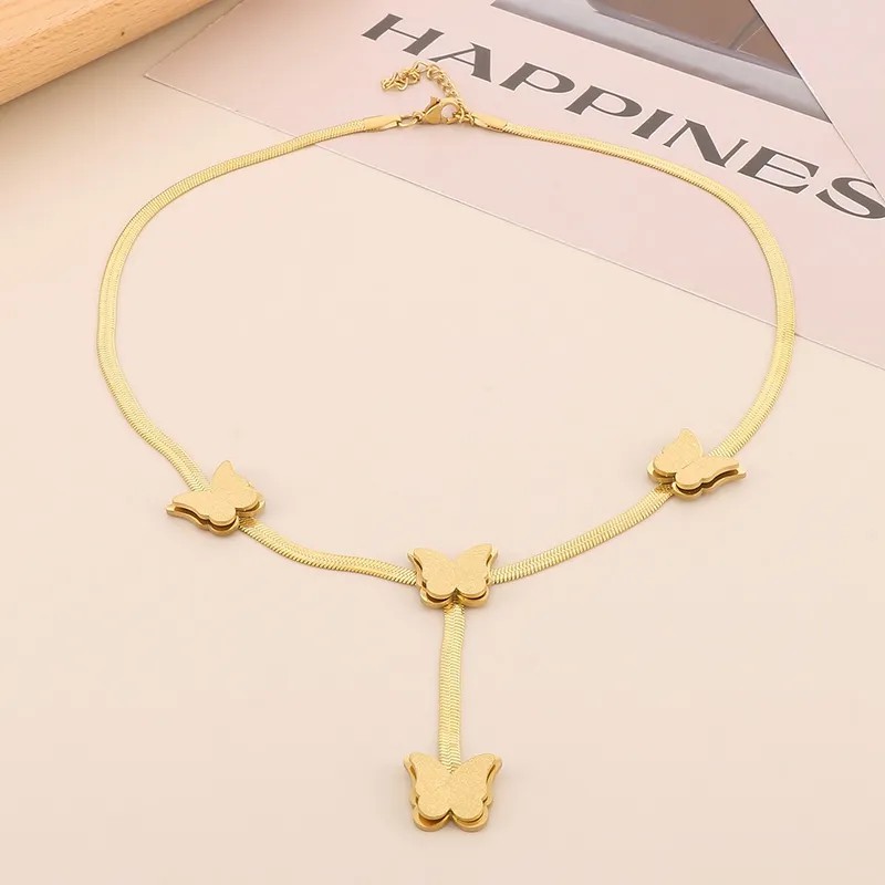 Elegant Modern Style Butterfly Stainless Steel Titanium Steel Plating 18K Gold Plated Pendant Necklace_colorza_8