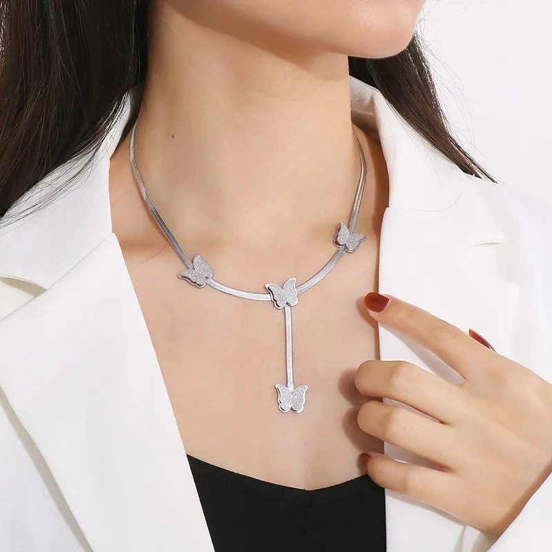 Elegant Modern Style Butterfly Stainless Steel Titanium Steel Plating 18K Gold Plated Pendant Necklace_colorza_10