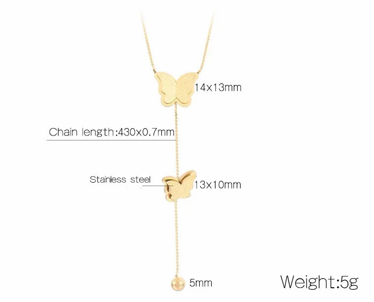 Elegant Modern Style Butterfly Stainless Steel Titanium Steel Plating 18K Gold Plated Pendant Necklace_colorza_11