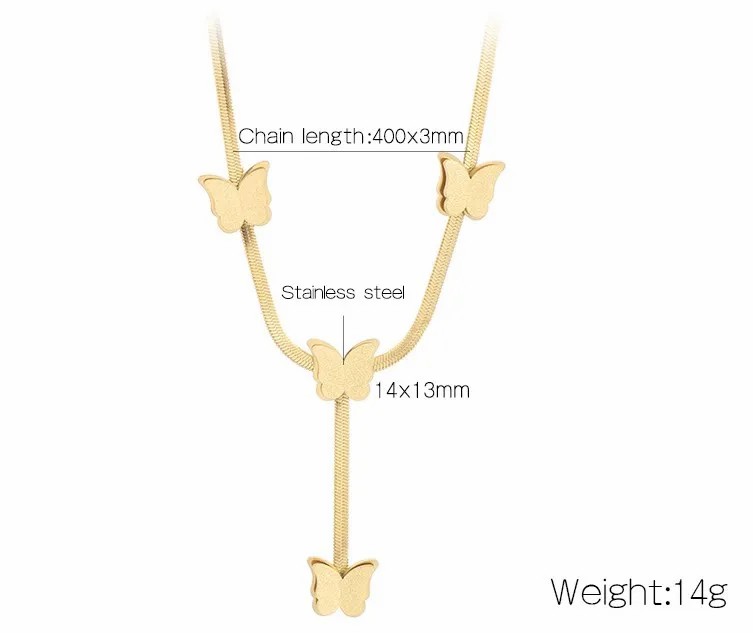 Elegant Modern Style Butterfly Stainless Steel Titanium Steel Plating 18K Gold Plated Pendant Necklace_colorza_12