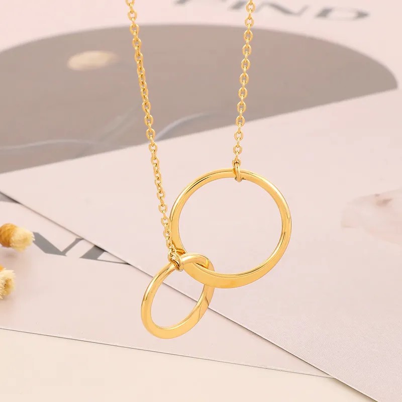 Simple Style Round Stainless Steel Titanium Steel Plating 18K Gold Plated Pendant Necklace_colorza_1