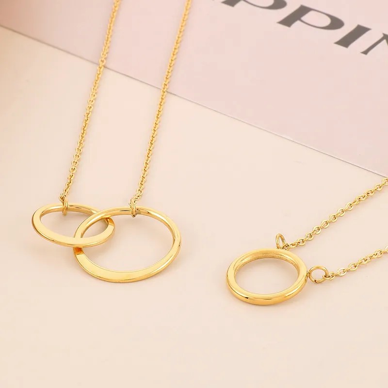 Simple Style Round Stainless Steel Titanium Steel Plating 18K Gold Plated Pendant Necklace_colorza_2