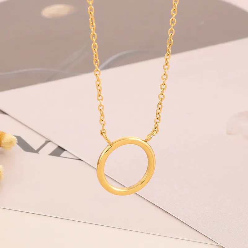 Simple Style Round Stainless Steel Titanium Steel Plating 18K Gold Plated Pendant Necklace_colorza_4