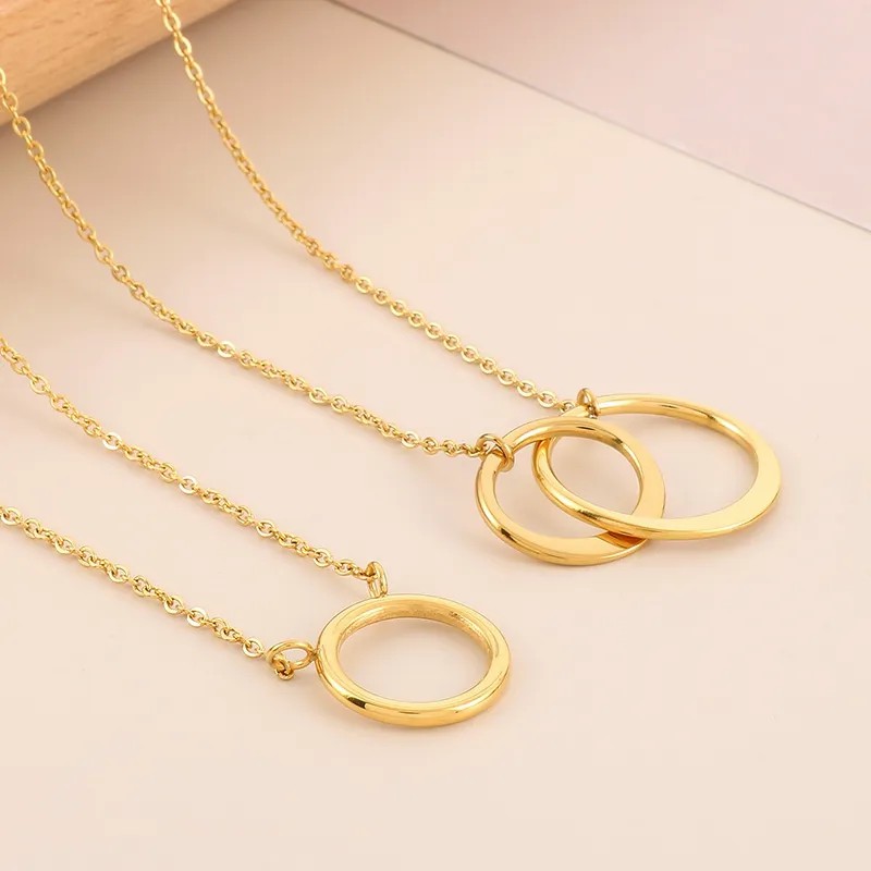 Simple Style Round Stainless Steel Titanium Steel Plating 18K Gold Plated Pendant Necklace_colorza_5