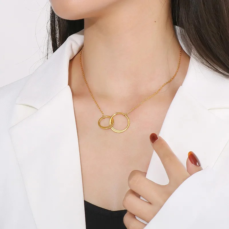 Simple Style Round Stainless Steel Titanium Steel Plating 18K Gold Plated Pendant Necklace_colorza_8
