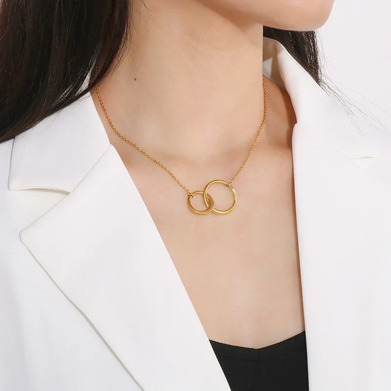 Simple Style Round Stainless Steel Titanium Steel Plating 18K Gold Plated Pendant Necklace_colorza_9