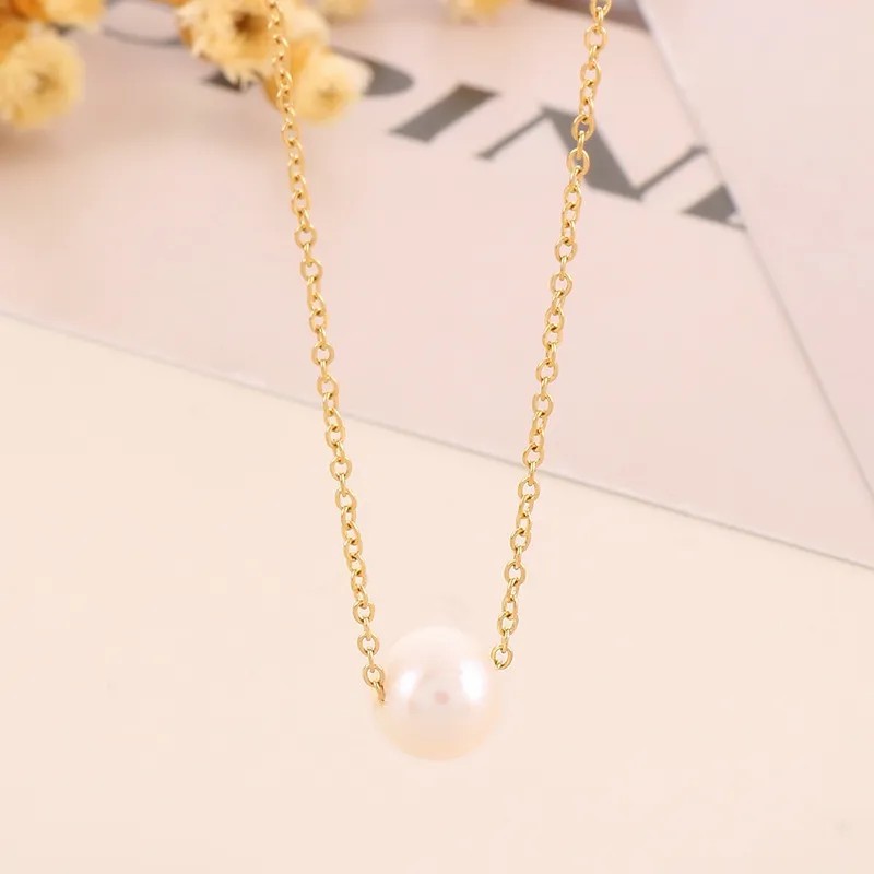 Simple Style Round Stainless Steel Shell Titanium Steel Plating 18K Gold Plated Necklace_colorza_3