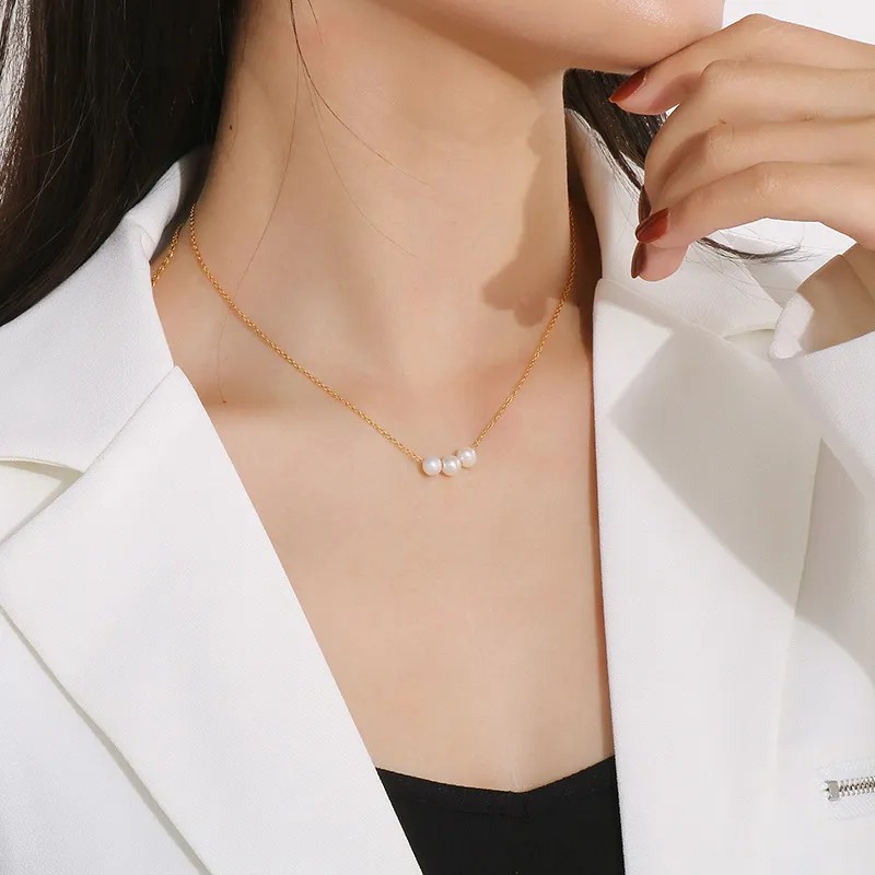 Simple Style Round Stainless Steel Shell Titanium Steel Plating 18K Gold Plated Necklace_colorza_10