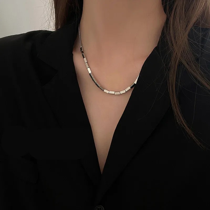 IG Style Simple Style Solid Color Titanium Steel Beaded Plating Necklace_colorza_2