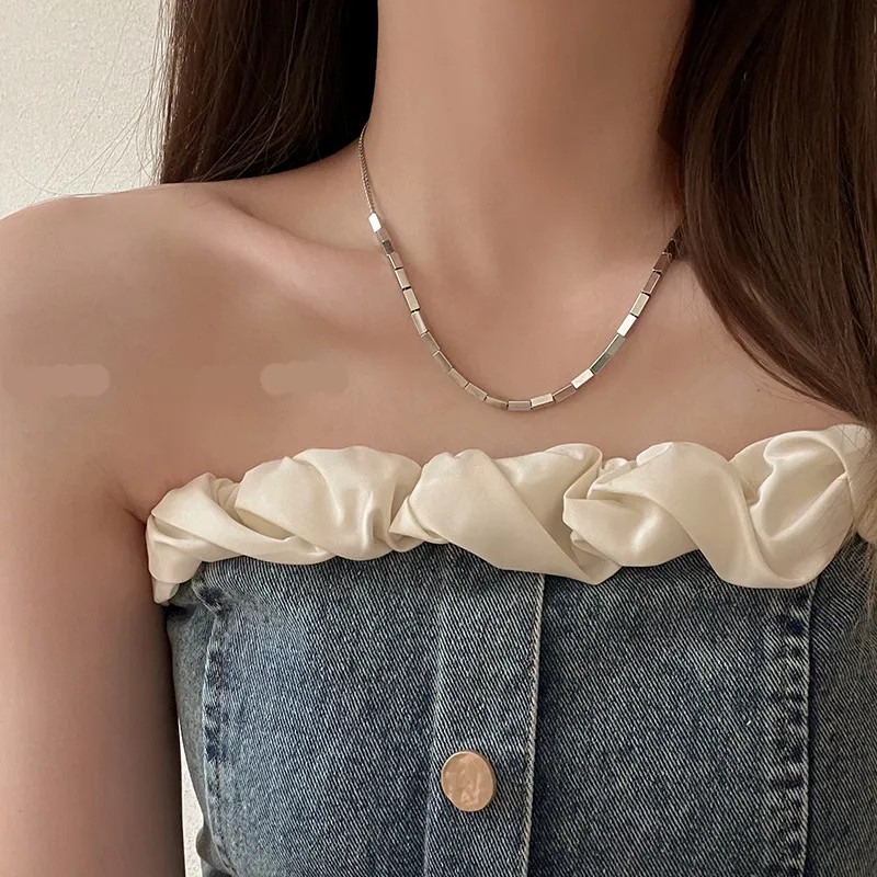 IG Style Simple Style Solid Color Titanium Steel Beaded Plating Necklace_colorza_4