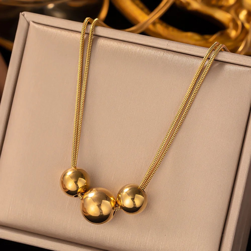 Casual Simple Style Ball Titanium Steel Plating 18K Gold Plated Necklace_colorza_1