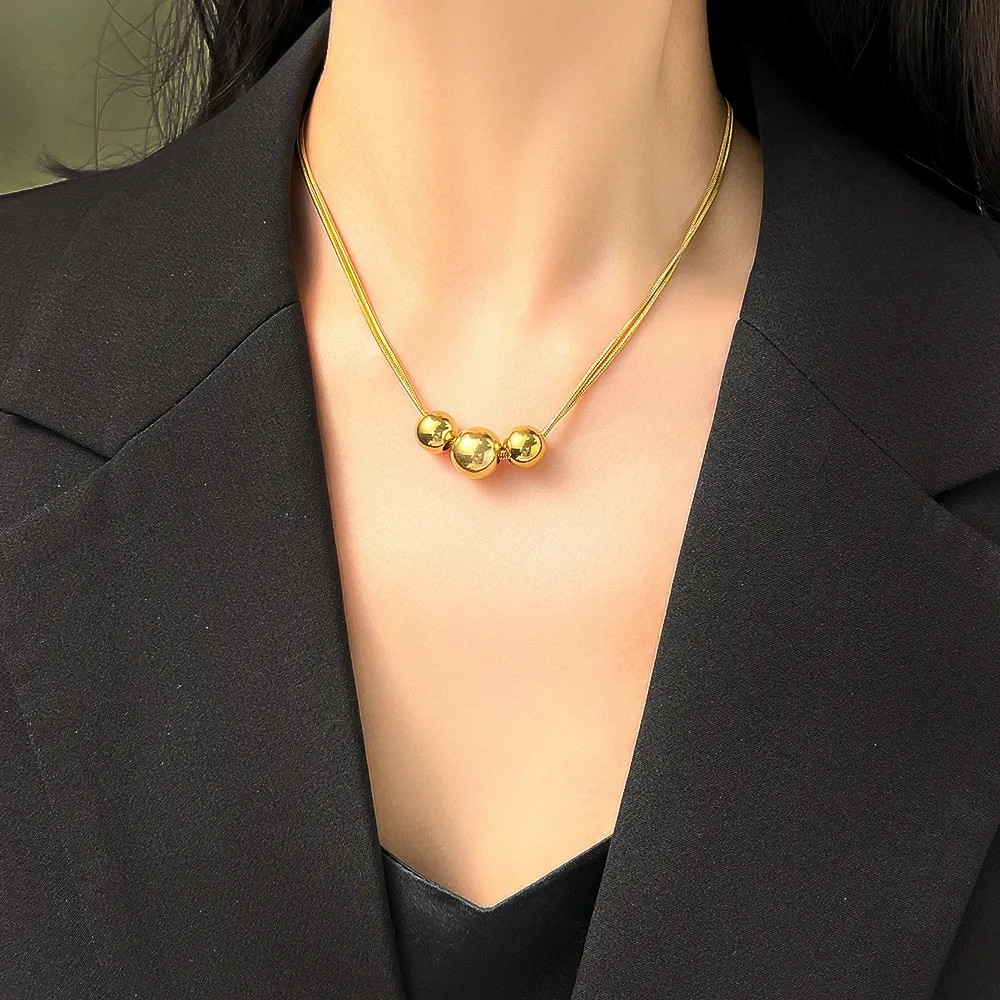 Casual Simple Style Ball Titanium Steel Plating 18K Gold Plated Necklace_colorza_2