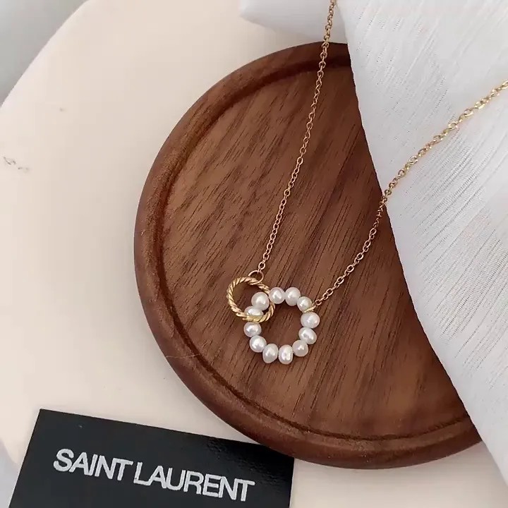 Elegant Simple Style Circle Titanium Steel Pearl Plating 18K Gold Plated Necklace_colorza_3