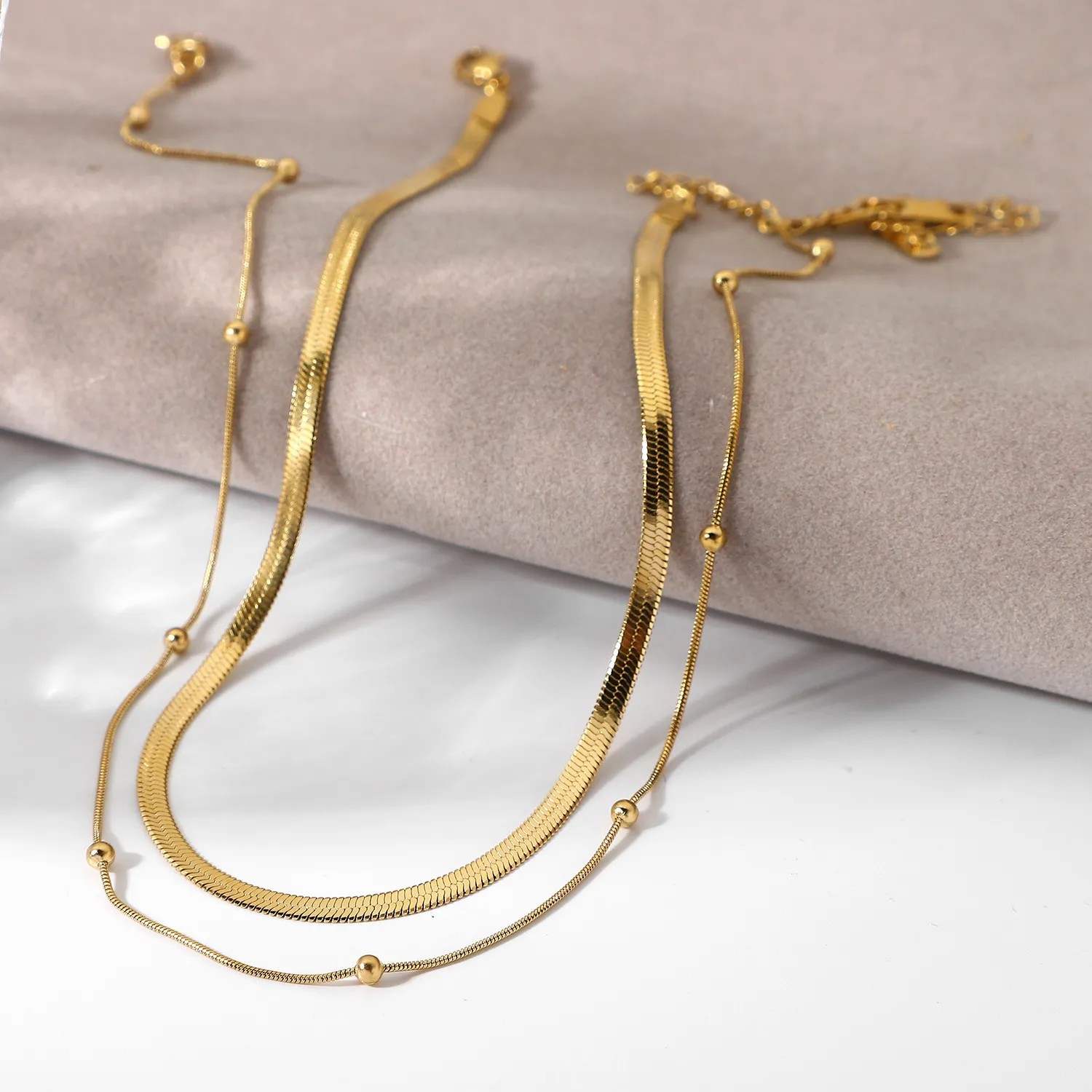 Casual Vintage Style Solid Color Titanium Steel Plating 18K Gold Plated Necklace_colorza_1