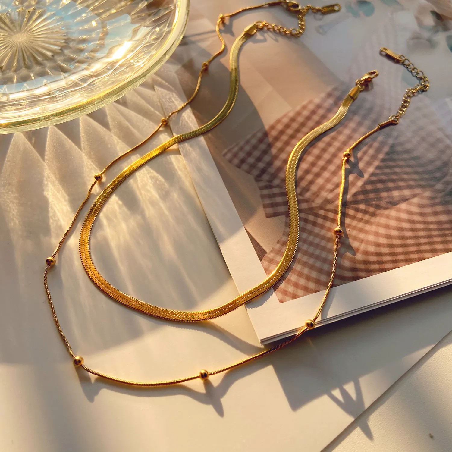Casual Vintage Style Solid Color Titanium Steel Plating 18K Gold Plated Necklace_colorza_2