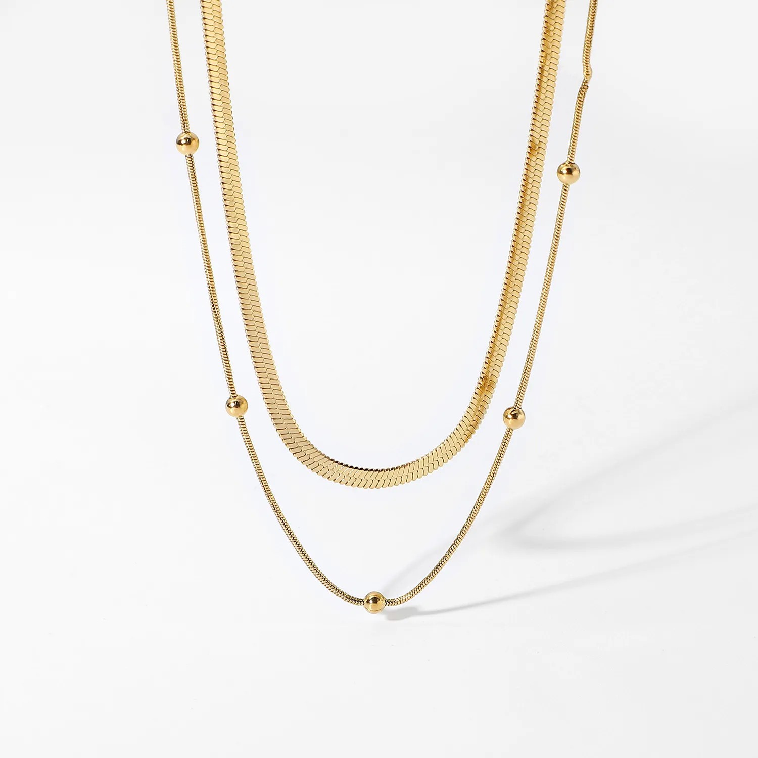 Casual Vintage Style Solid Color Titanium Steel Plating 18K Gold Plated Necklace_colorza_4