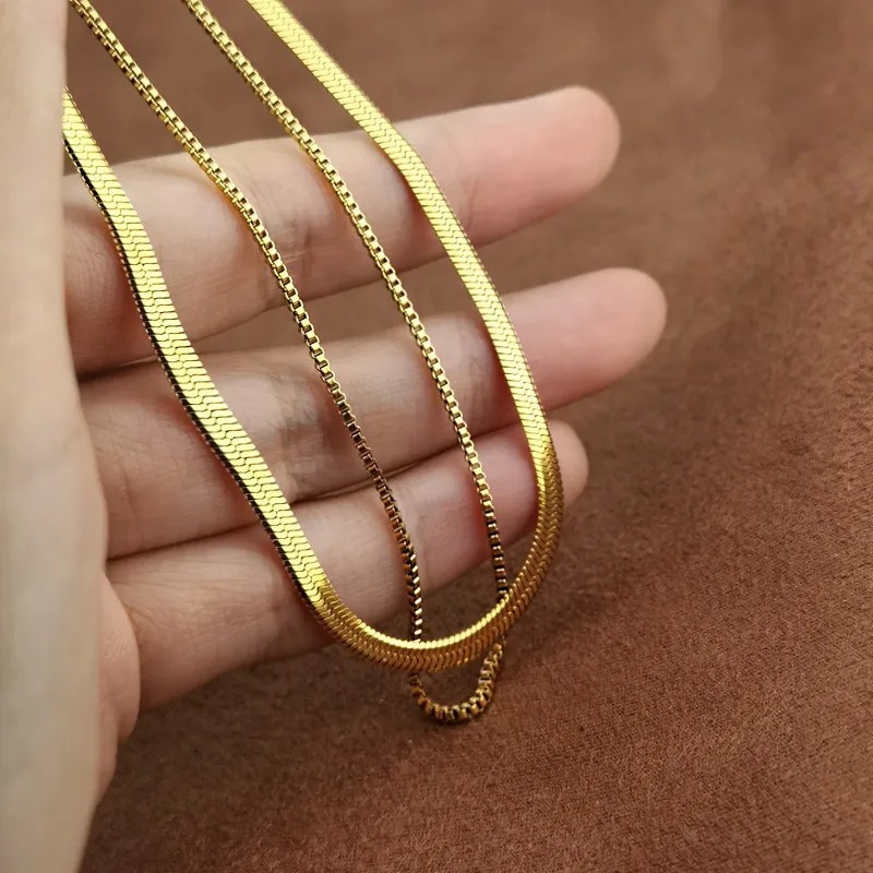 Casual Vintage Style Solid Color Titanium Steel Plating 18K Gold Plated Layered Necklaces_colorza_2