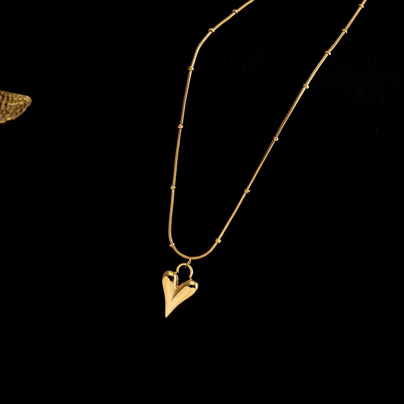 Casual Simple Style Heart Shape Titanium Steel Plating 18K Gold Plated Pendant Necklace_colorza_1