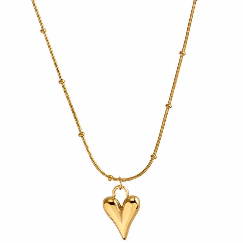 Casual Simple Style Heart Shape Titanium Steel Plating 18K Gold Plated Pendant Necklace_colorza_5