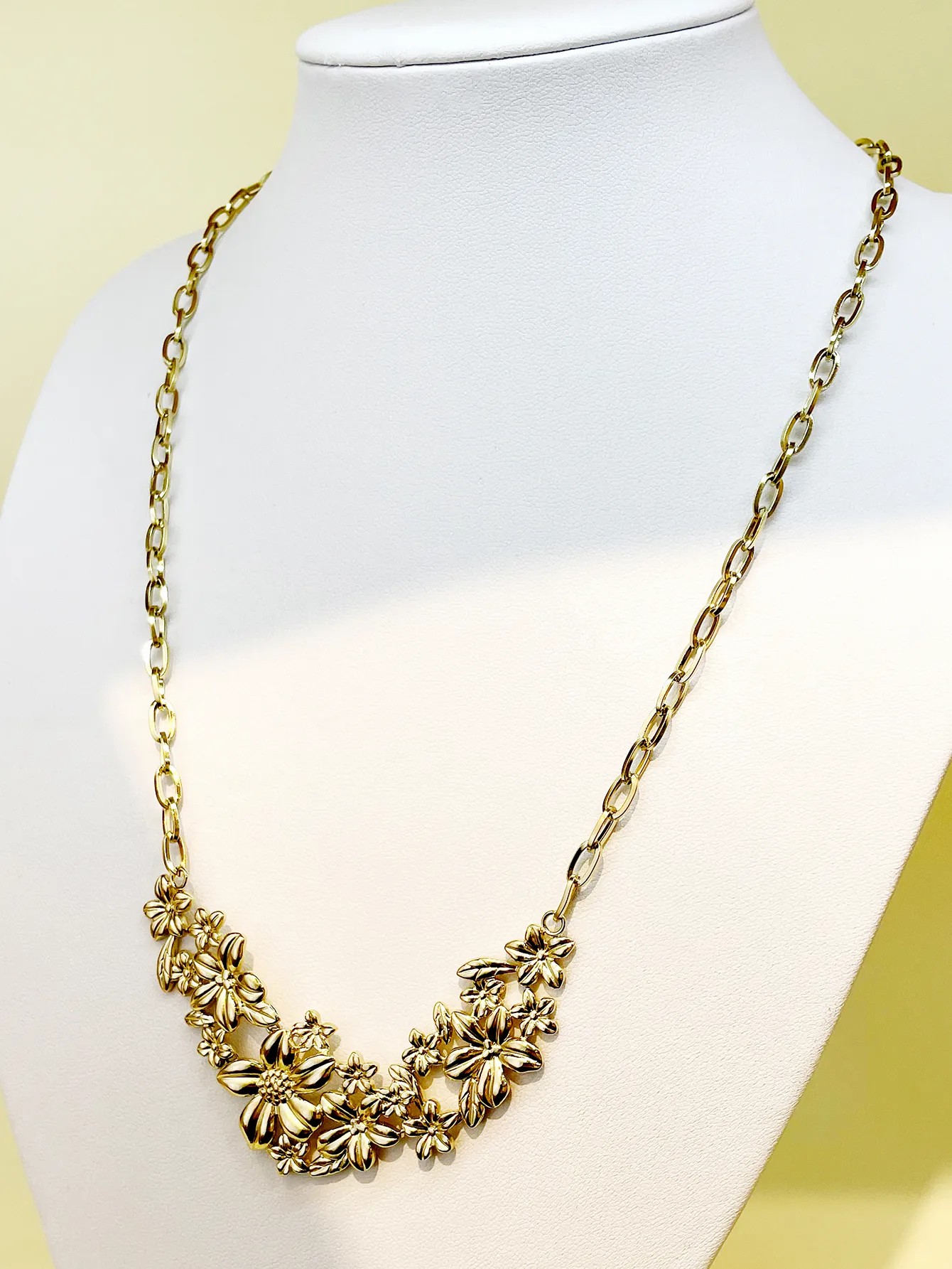 IG Style Exaggerated Flower Stainless Steel Polishing Plating Gold Plated Long Necklace_colorza_1