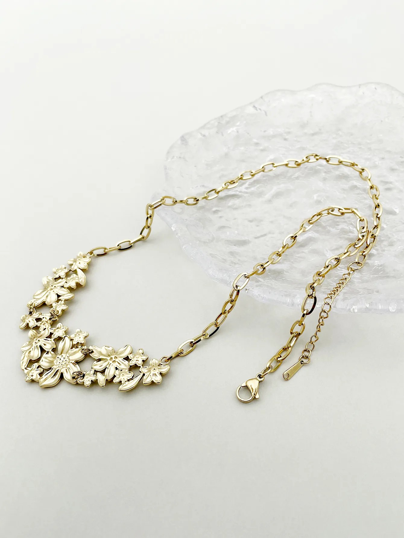 IG Style Exaggerated Flower Stainless Steel Polishing Plating Gold Plated Long Necklace_colorza_2