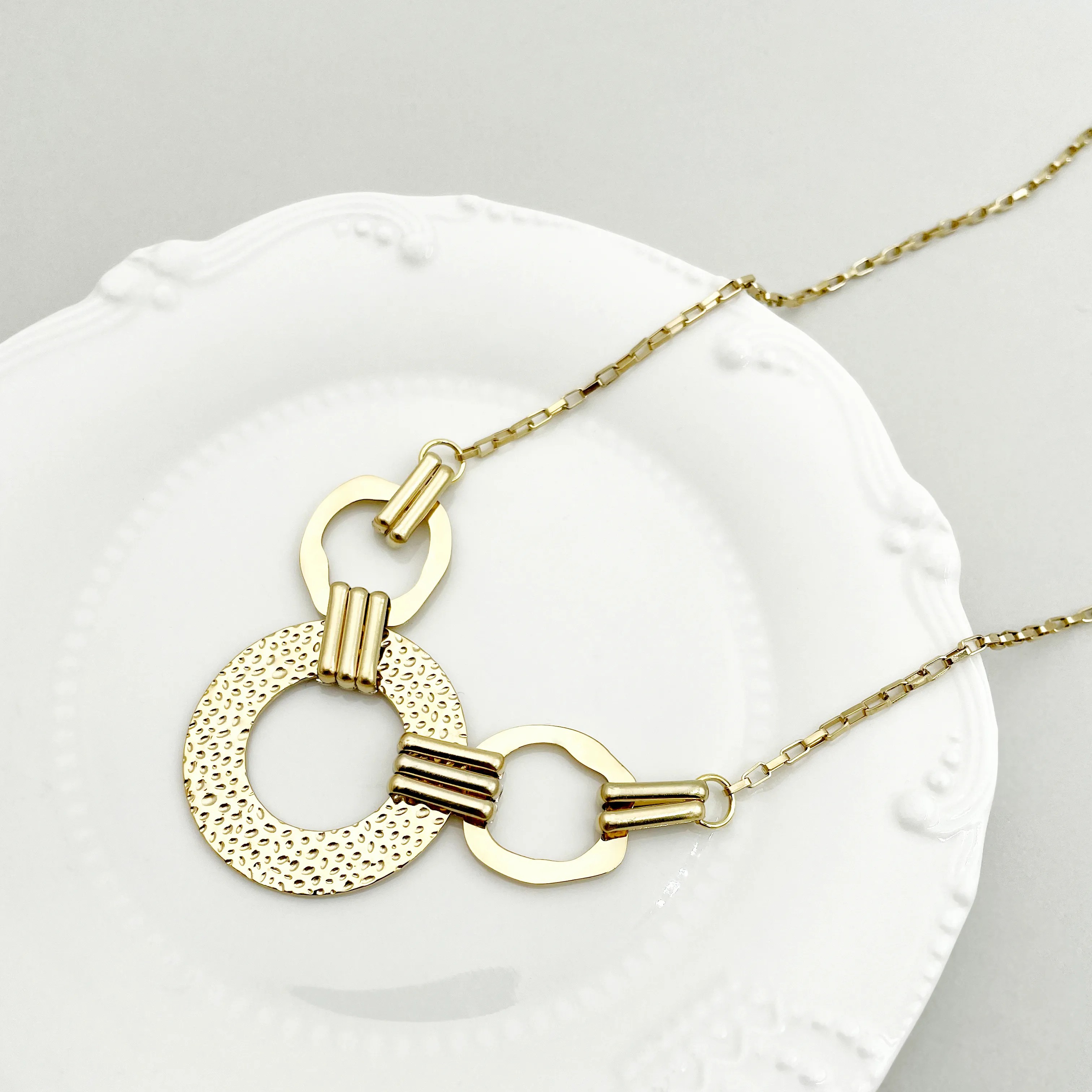 Casual Exaggerated Circle Stainless Steel Plating Hollow Out Gold Plated Long Necklace_colorza_2