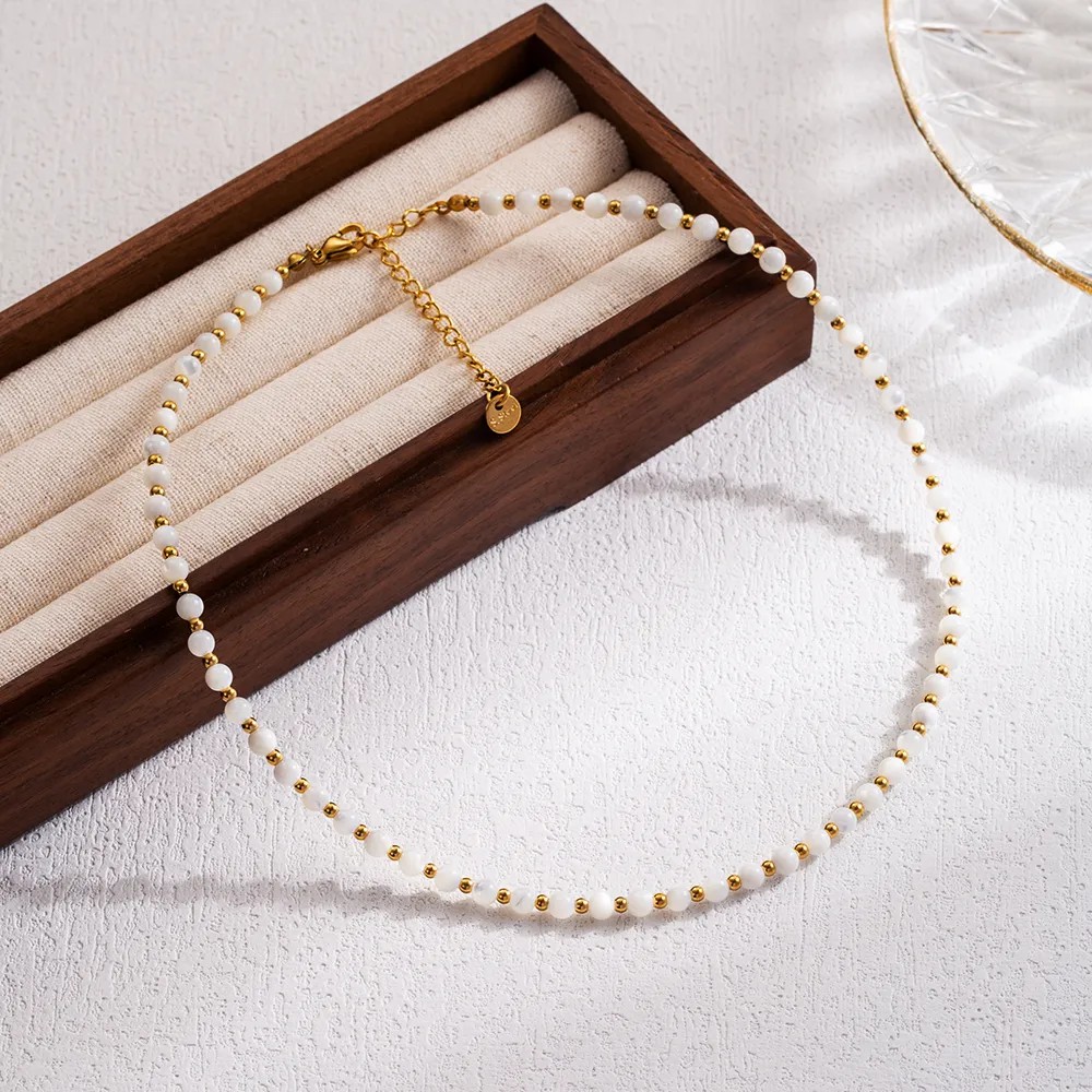 IG Style Vacation Star Heart Shape Stainless Steel Shell Beaded 18K Gold Plated Necklace_colorza_4