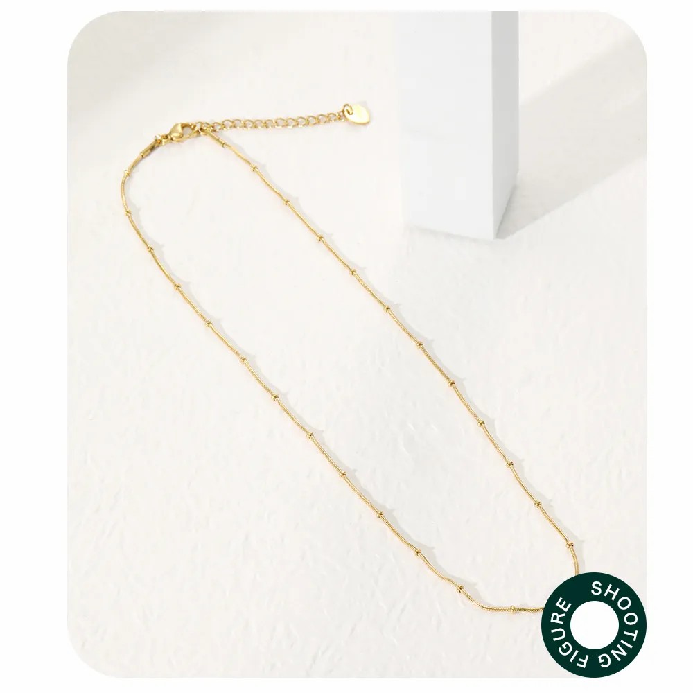 Simple Style Commute Solid Color Stainless Steel Plating 14K Gold Plated Necklace_colorza_5