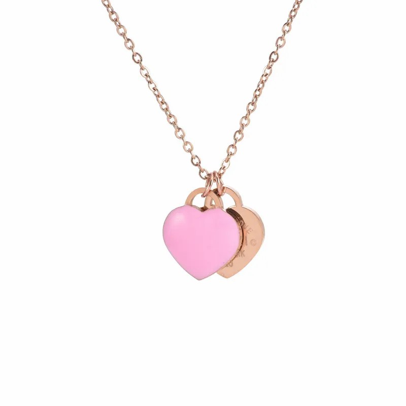 Simple Style Heart Shape Titanium Steel Plating Pendant Necklace_colorza_2