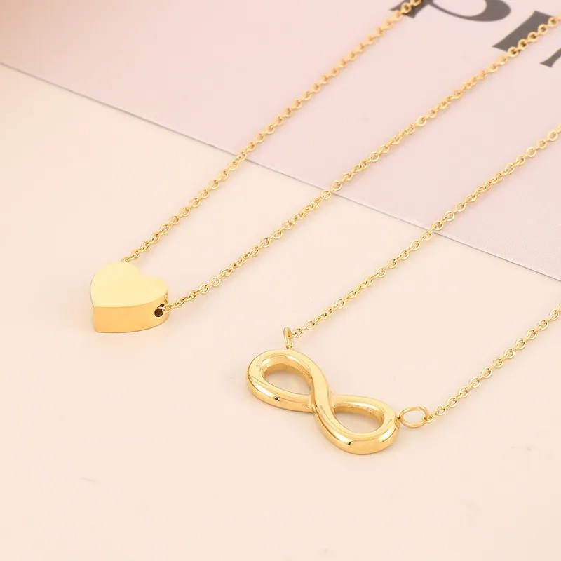 Simple Style Infinity Heart Shape Stainless Steel Titanium Steel Plating 18K Gold Plated Pendant Necklace_colorza_5