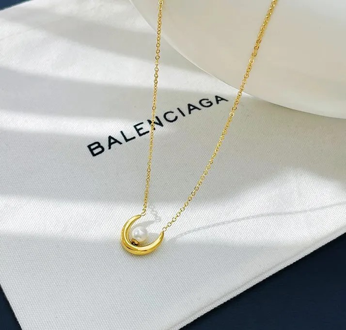 Basic Simple Style Commute Moon Stainless Steel Imitation Pearl Plating Pendant Necklace_colorza_2