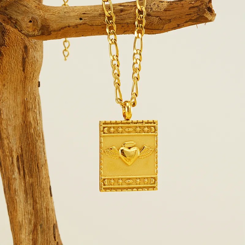 Modern Style Rainbow Heart Shape Crown Stainless Steel Plating 18K Gold Plated Pendant Necklace_colorza_2