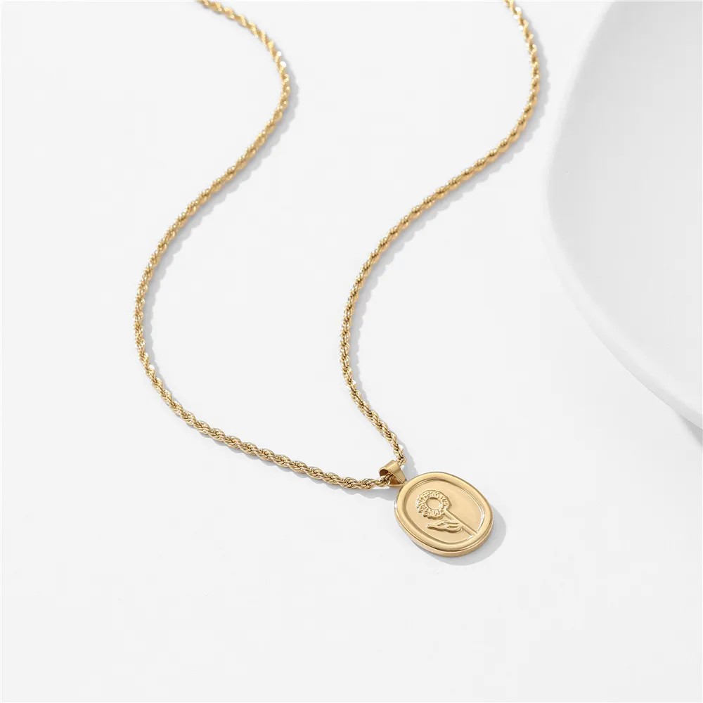 Simple Style Commute Oval Rose Titanium Steel Plating 18K Gold Plated Necklace_colorza_3