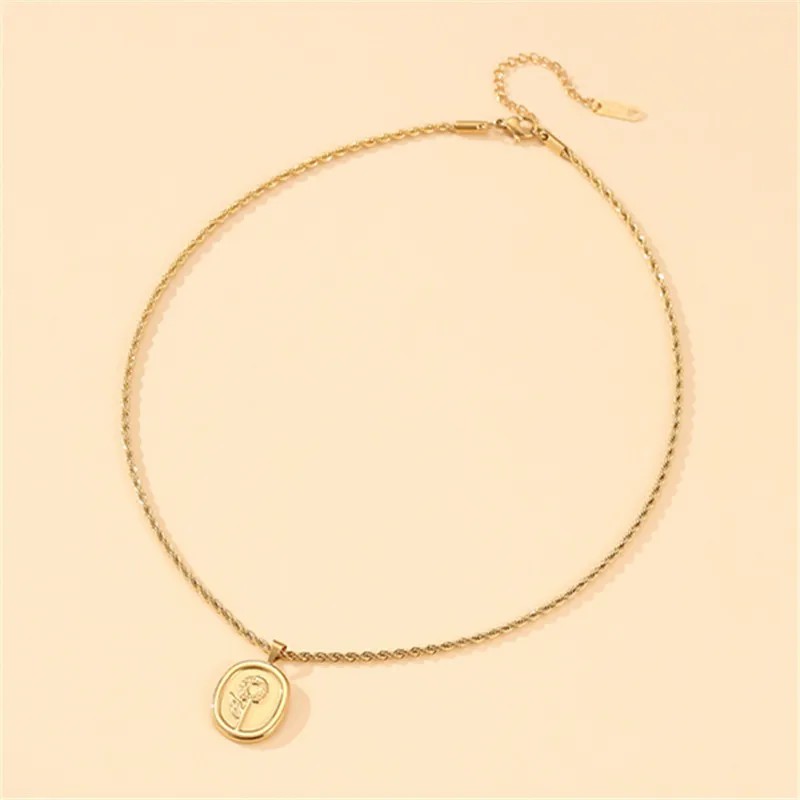 Simple Style Commute Oval Rose Titanium Steel Plating 18K Gold Plated Necklace_colorza_5