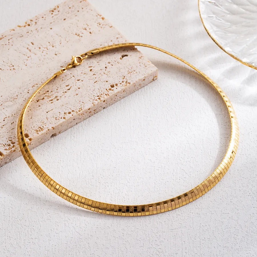 IG Style Casual Solid Color Stainless Steel 18K Gold Plated Necklace_colorza_3
