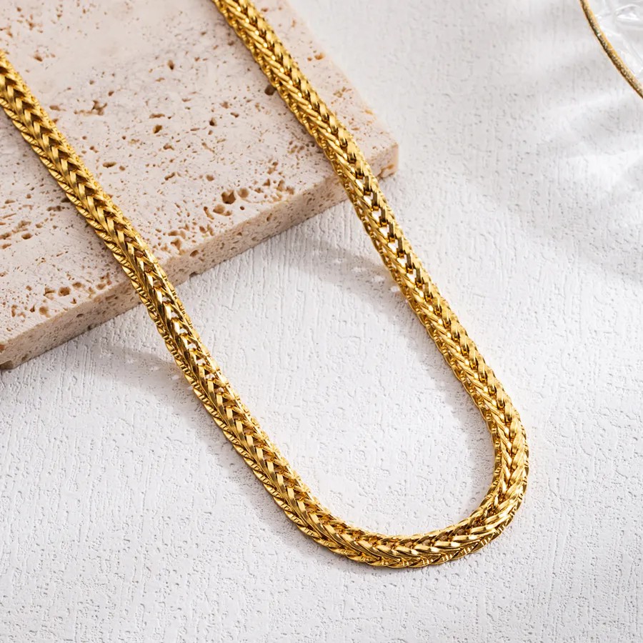 IG Style Casual Solid Color Stainless Steel 18K Gold Plated Necklace_colorza_4