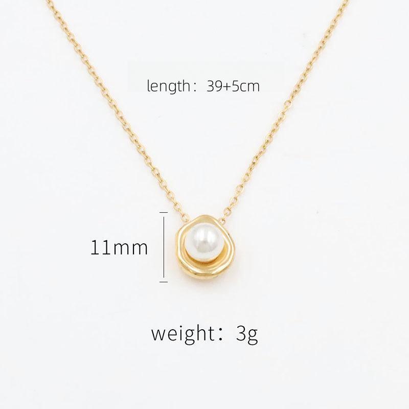 Minimalism Oval Pearl Pendant Necklace Stainless Steel Baroque Pearl Necklace 