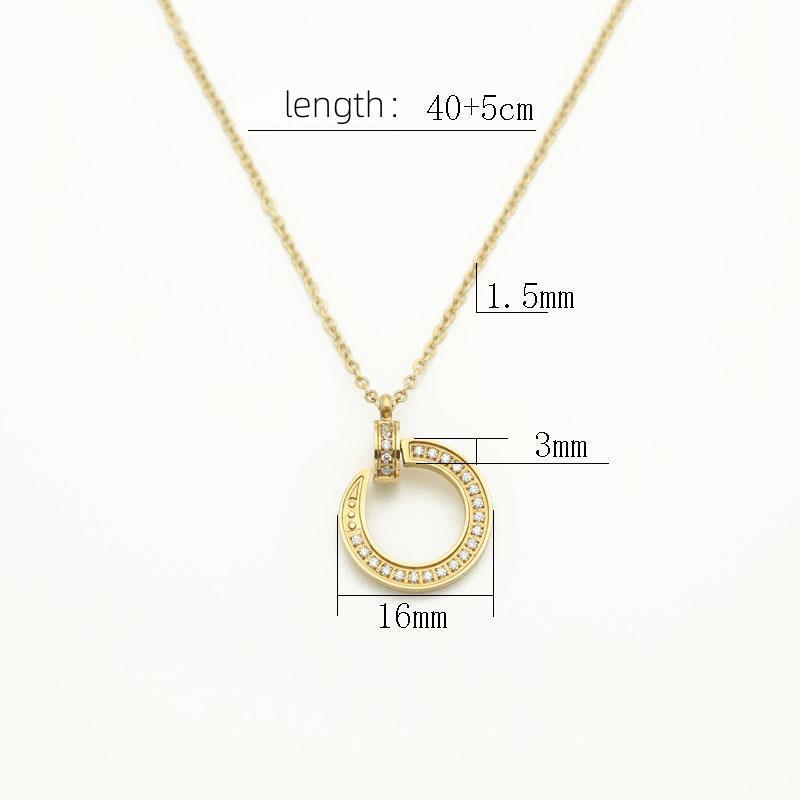 Fashion Non-fading C-diamond Pendant Stainless Steel Necklace 