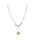 Double-layer Stainless Steel Necklace with Sunshine Pendant For Women Wholesale Jewelry CA7810028