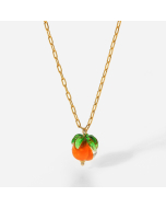 Stainless Steel Necklace With Paperclip Chain and Persimmon Pendant-CA7810017