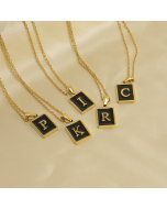 2023 New Wholesale Initial Letter Necklace Inlaid With Black Shell CA7810215