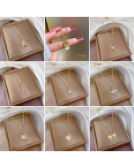 Minimalism Flower Angel Zircon Inlaid Pendent Stainless Steel Necklace Colorza