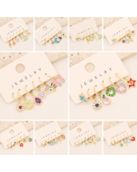 6pcs Set Ear-Drop Heart Snake Evil Eye Love Key With Zircon Micro Pave Gold Plated Copper Earring LY881001