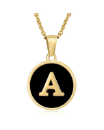 A Initial Letter Necklace With Black Shells CA7810193