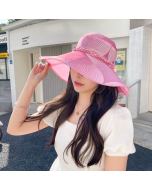 Sun Protection Wide Brim Bucket Hat-Pink-HC680716