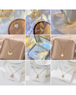 French Style Zircon Inlaid Love Key Lock Opal Bunny Pendent Stainless Steel Necklaces Colorza