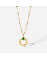 Dreamchaser Round Twist Ring Pendant With Paperclip Chain Necklace CA7810187