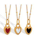 Fashion Heart Shape Double Face Enamel Women's Pendant Necklace CA7810240