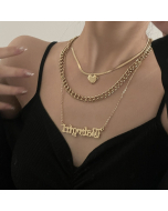 Fashion Threelayer Heart And Letter Pedant With Titanium Steel Chain CA7810146